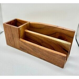Acacia Wooden Office Desk Remote Holder Tabletop Organizer